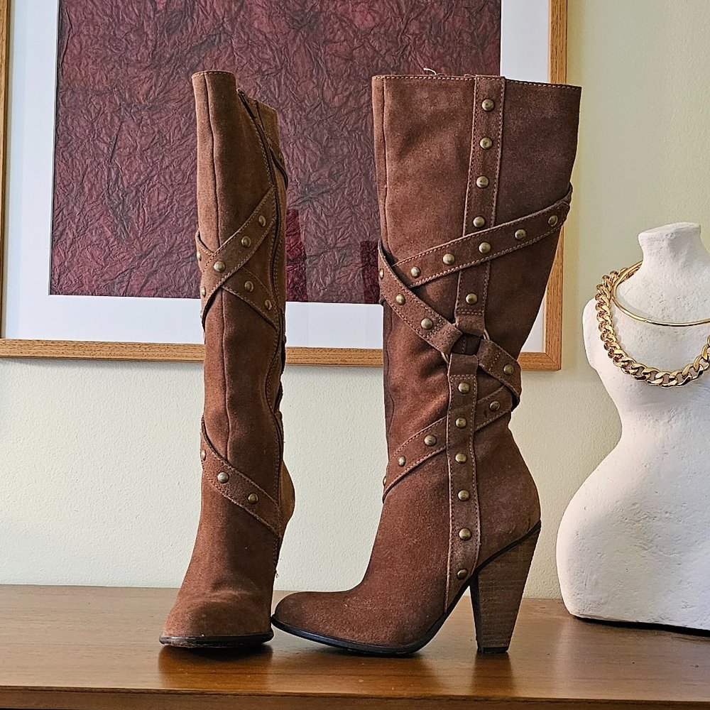 Knee High Light Brown Suede Boots